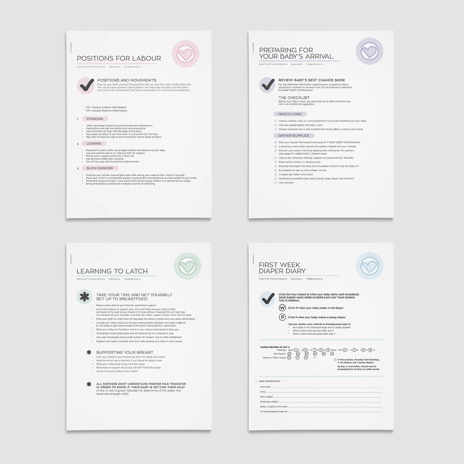 Baby Prep™ handout design.