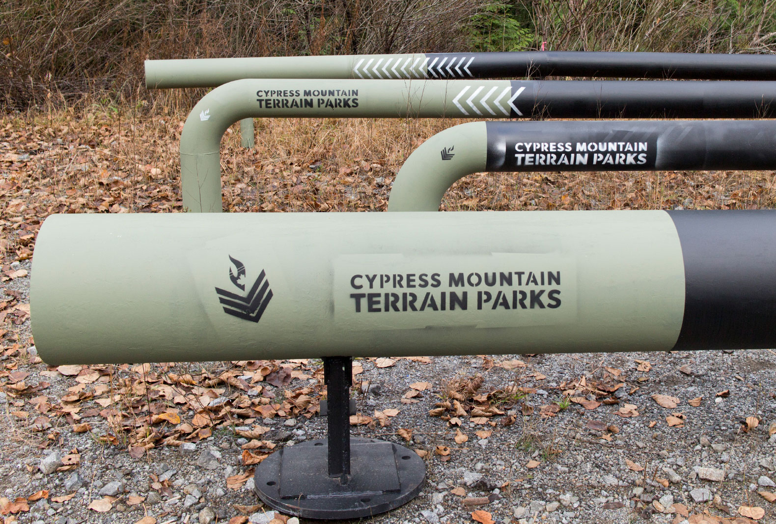 Cypress Terrain Parks spray painted park features.