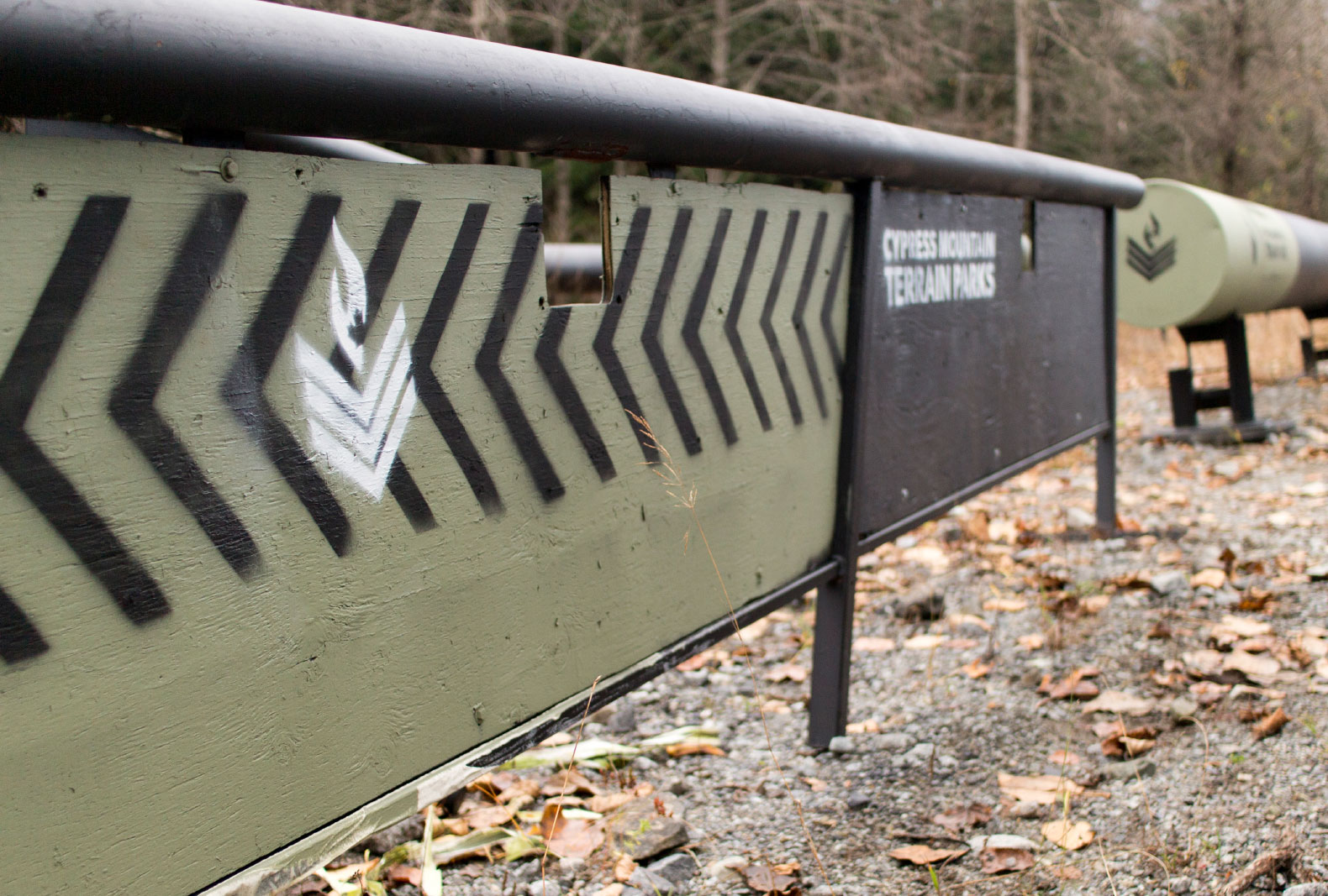 Cypress Terrain Parks spray painted park features.