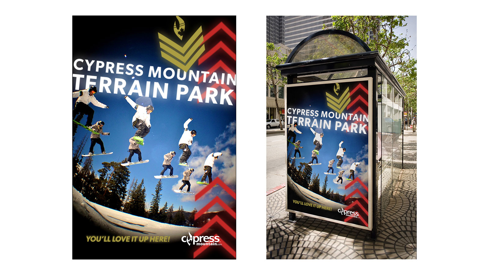 Cypress Terrain Parks transit shelter ad concept.