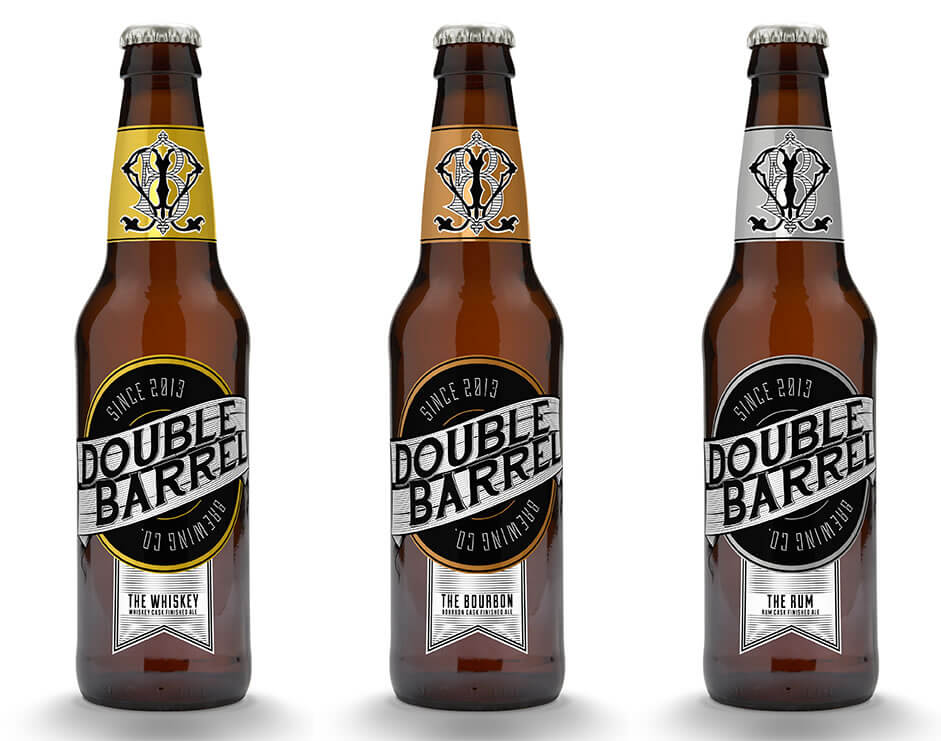Double Barrel Brewing Co. label design.