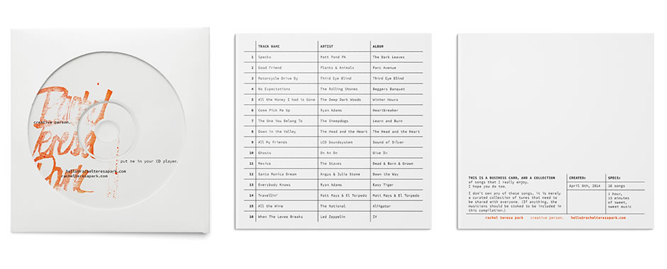 Disk, as well as the front and back of track listing sheet that came inside.