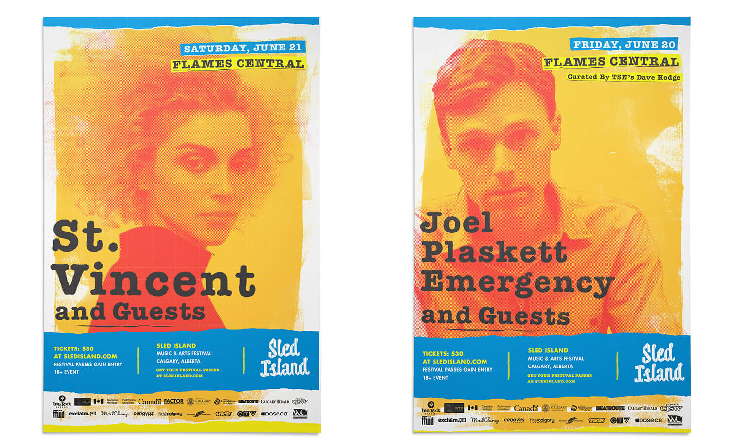 Sled Island 2014 music festival Flames Central headliner poster design